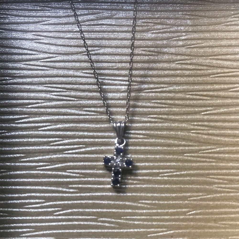 Sapphire and Diamond Cross Necklace